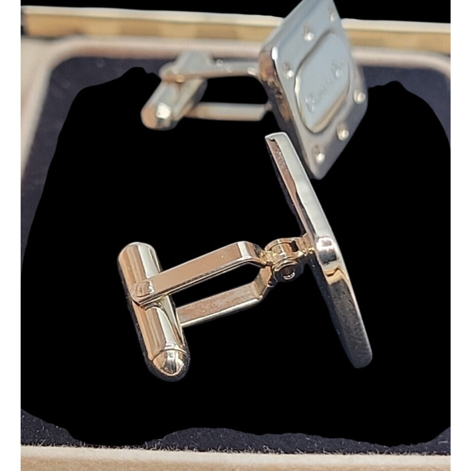 Vintage Christian Dior Cufflinks Two-Tone Gold Black Lacquer With Original Box