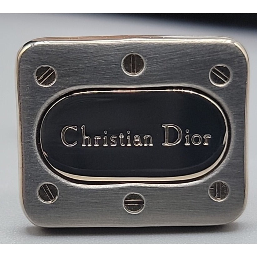 Vintage Christian Dior Cufflinks Two-Tone Gold Black Lacquer With Original Box