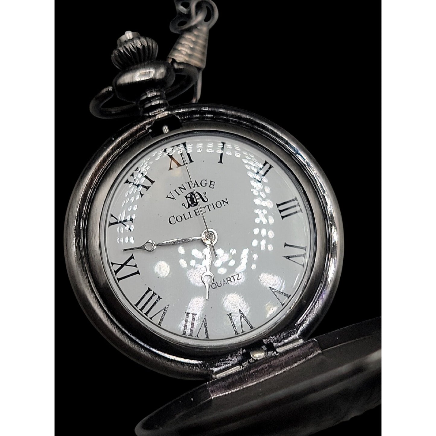 Vintage Abraham Lincoln American Pocket Watch 13" Fob Silver Tone Penny Design