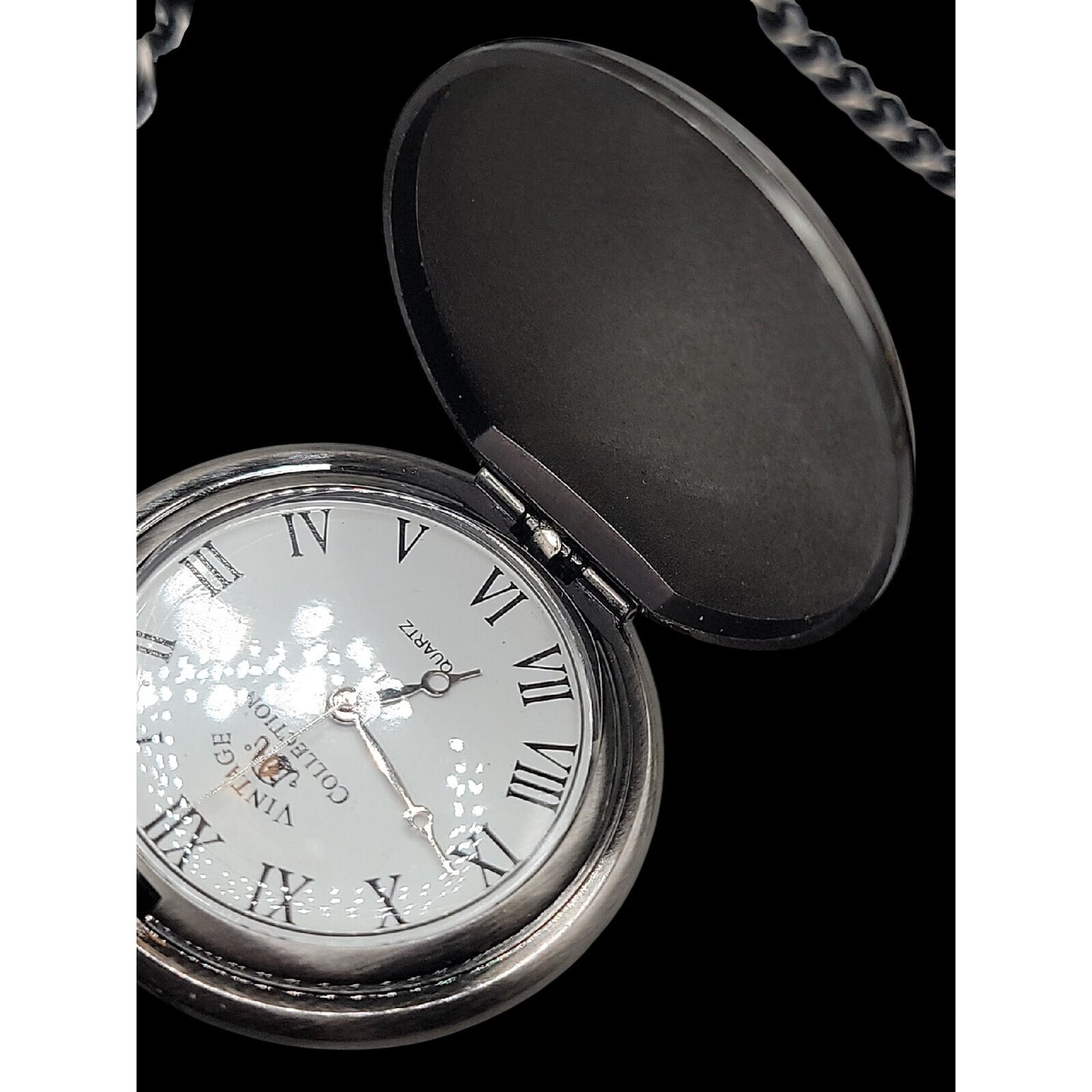 Vintage Abraham Lincoln American Pocket Watch 13" Fob Silver Tone Penny Design
