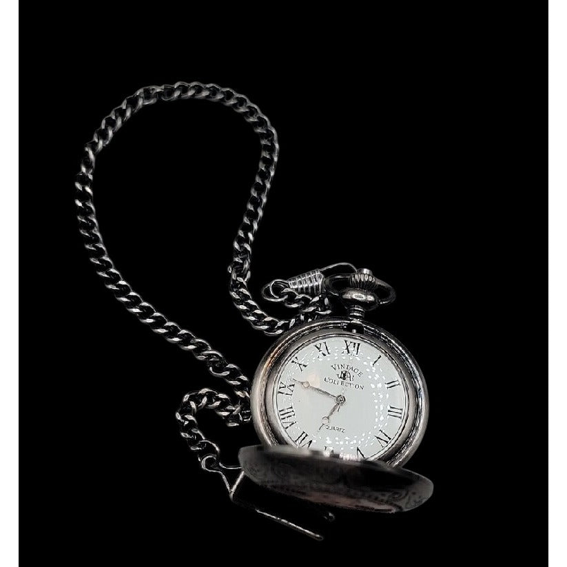 Vintage Abraham Lincoln American Pocket Watch 13" Fob Silver Tone Penny Design
