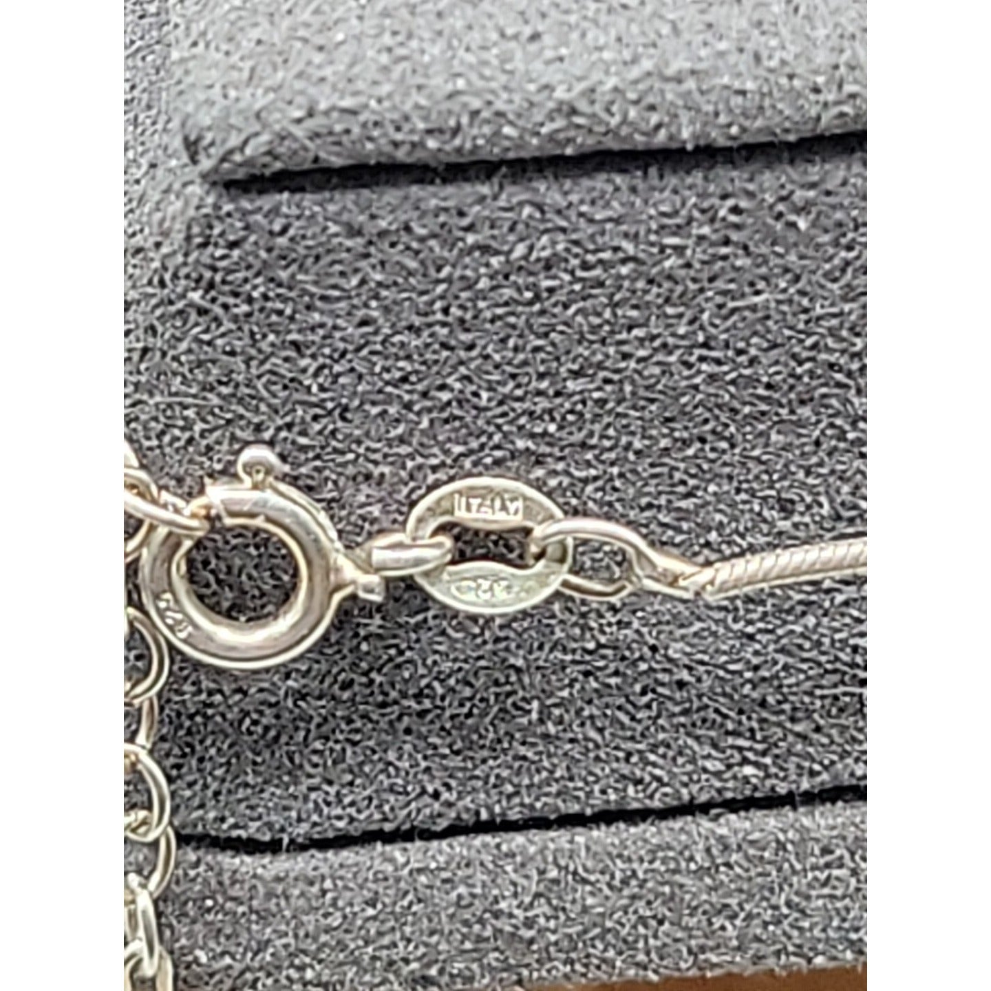 Sterling Silver Inlaid Onyx Box Pendant Necklace 925 Italy 18" Chain Vintage