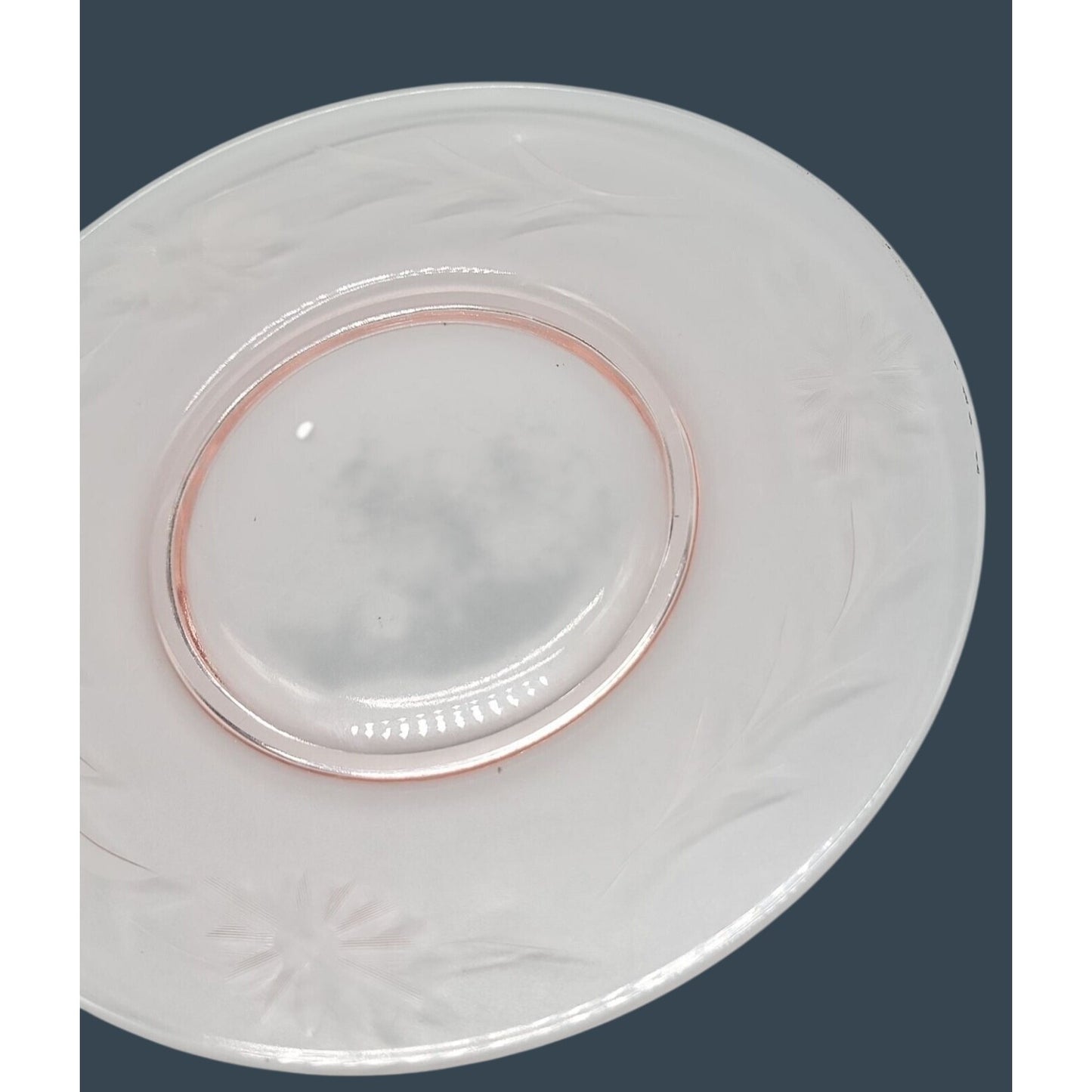 Vintage Pink Depression Glass 8.25" Salad Luncheon Plate Etched Floral Border