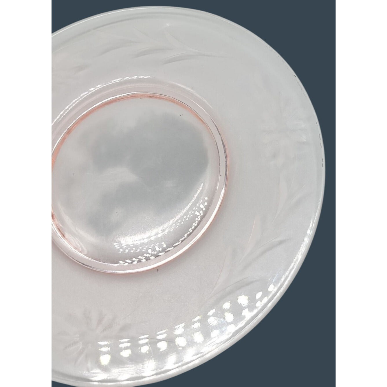 Vintage Pink Depression Glass 8.25" Salad Luncheon Plate Etched Floral Border