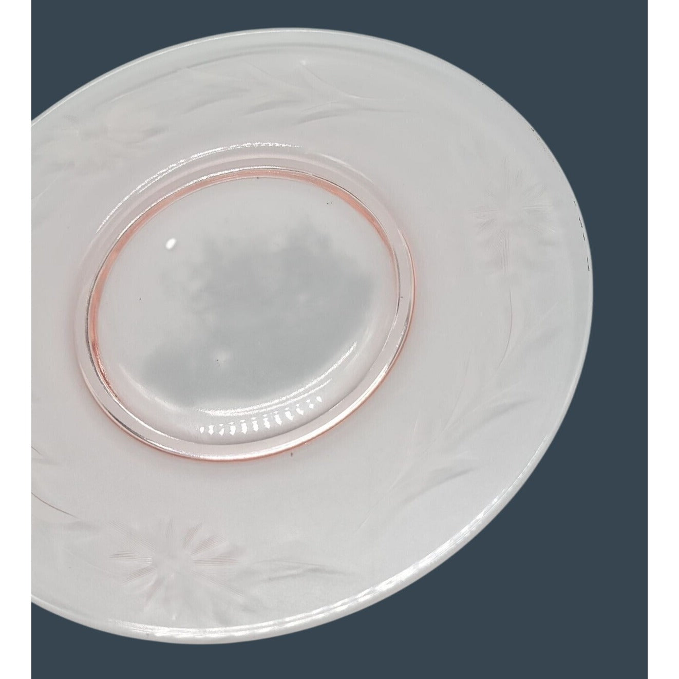 Vintage Pink Depression Glass 8.25" Salad Luncheon Plate Etched Floral Border
