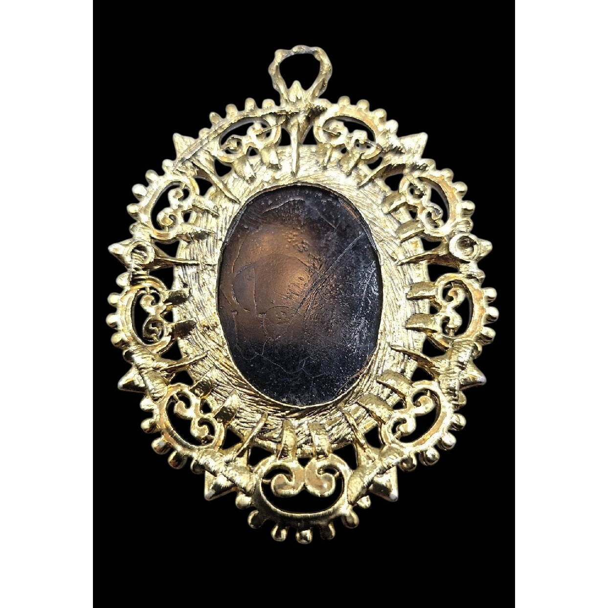 Vintage Victorian Revival Starburst Pendant Dramatic Mourning Celestial Style