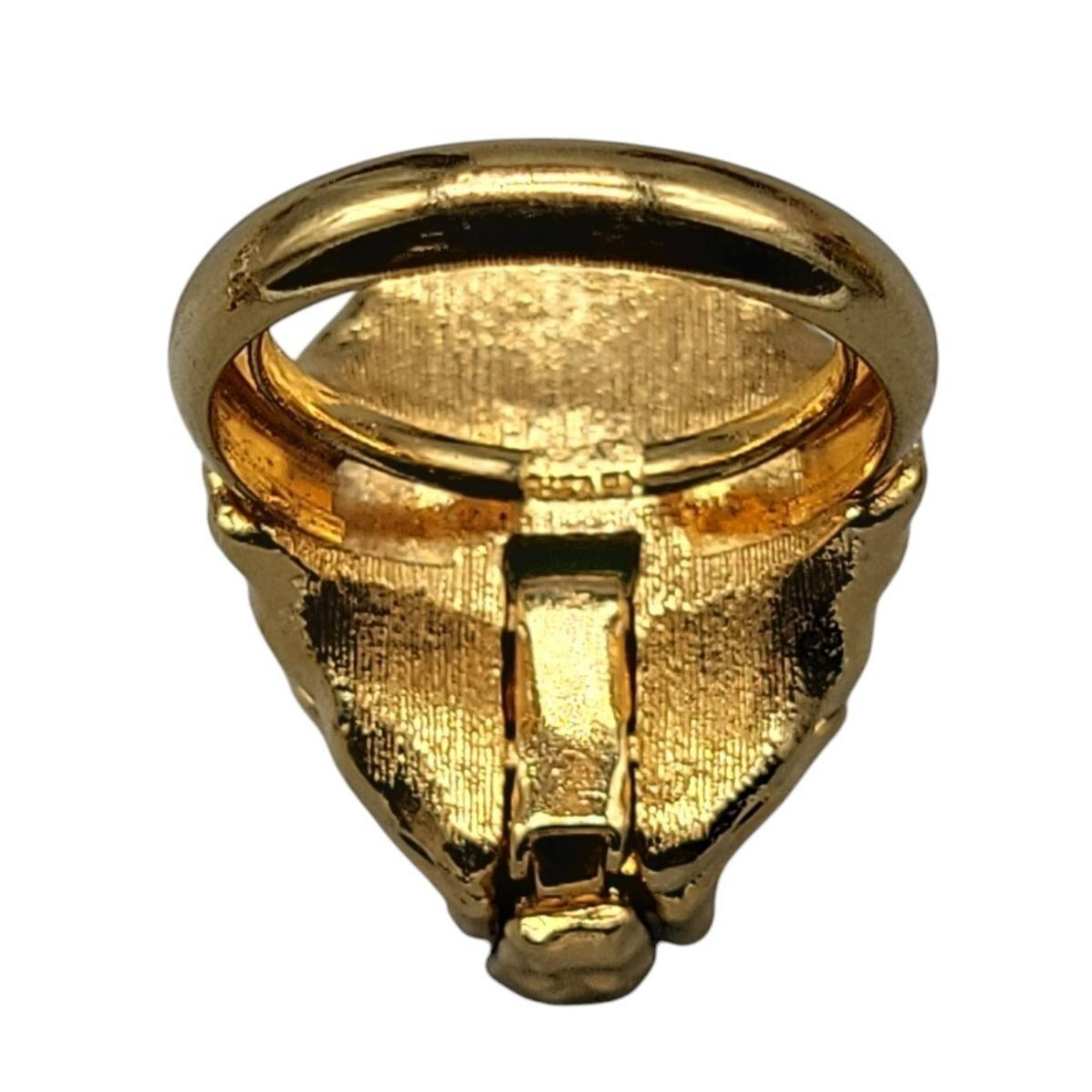 Crown Trifari Caged Faux Gem Ring Rare Find Gold Plated SZ 6 Vintage Changeable