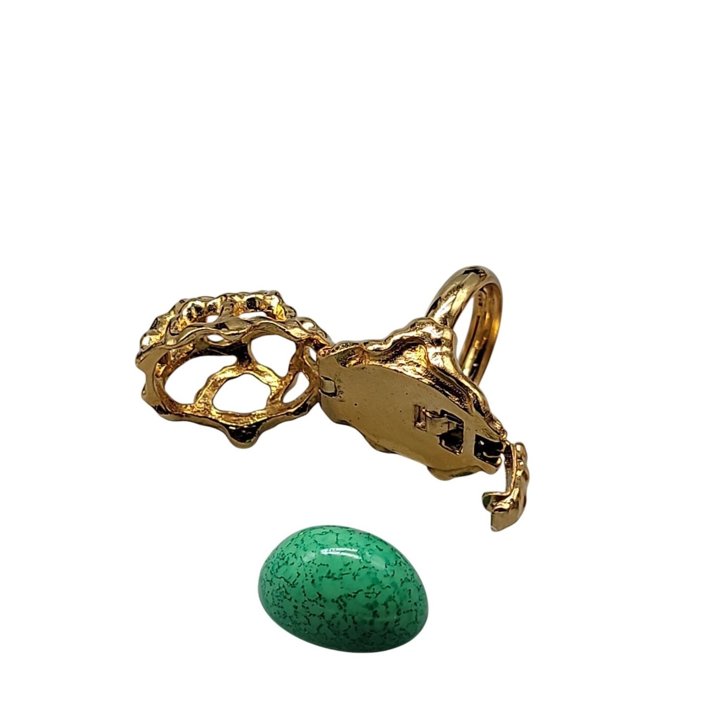 Crown Trifari Caged Faux Gem Ring Rare Find Gold Plated SZ 6 Vintage Changeable