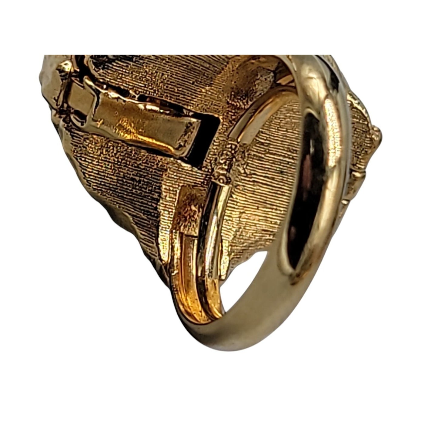 Crown Trifari Caged Faux Gem Ring Rare Find Gold Plated SZ 6 Vintage Changeable