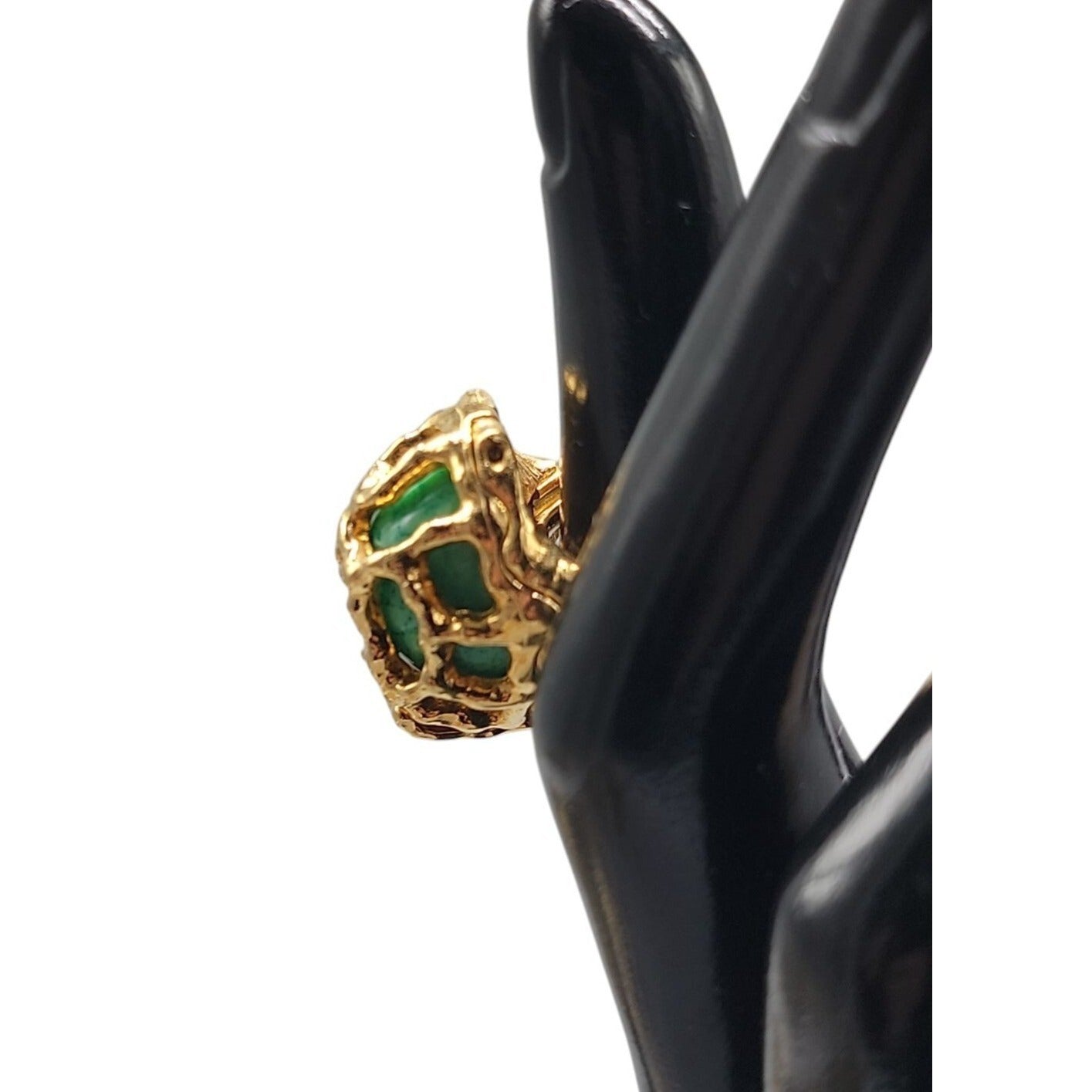 Crown Trifari Caged Faux Gem Ring Rare Find Gold Plated SZ 6 Vintage Changeable