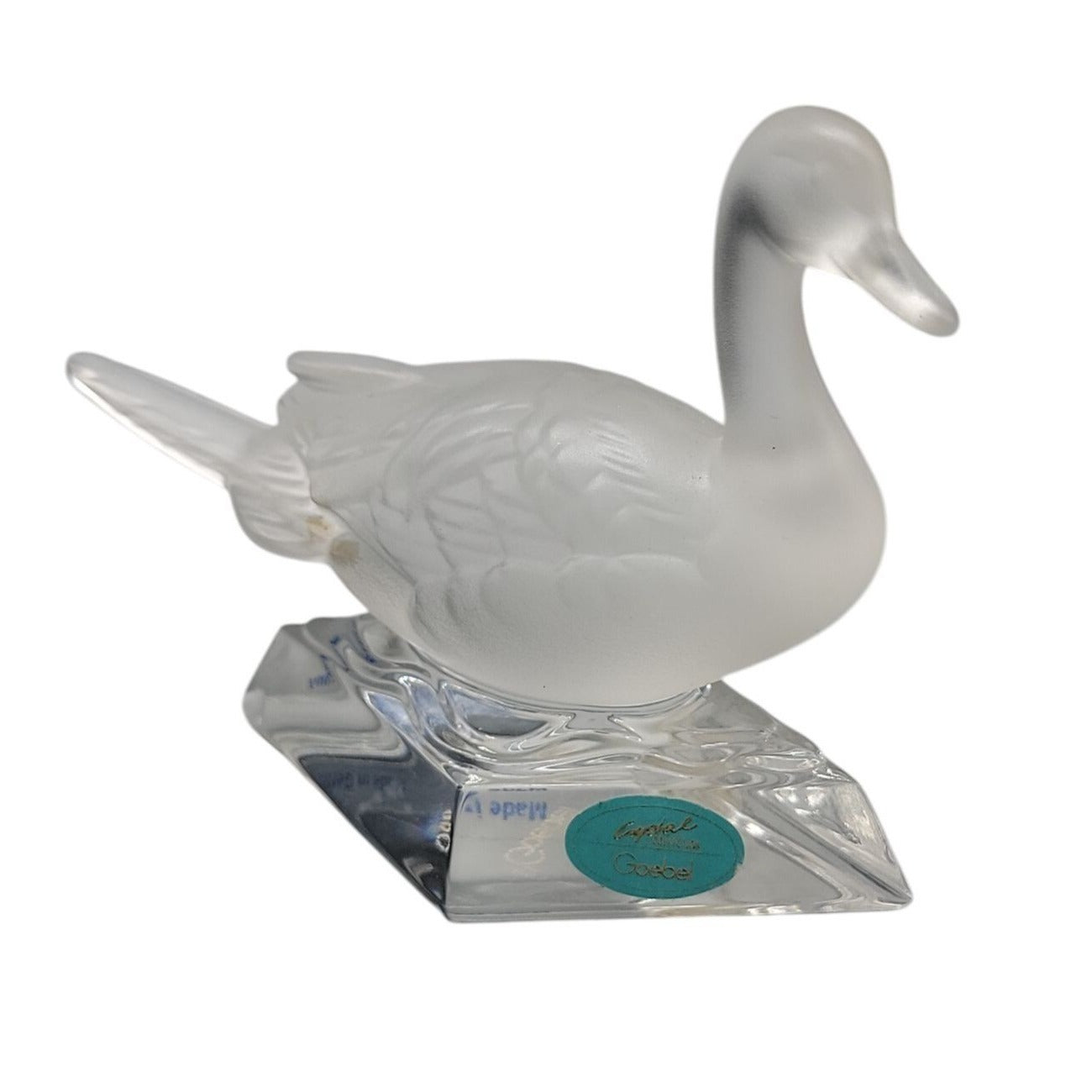 Goebel Crystal Collection Frosted Duck Figurine 1980s Made in Germany Vintage