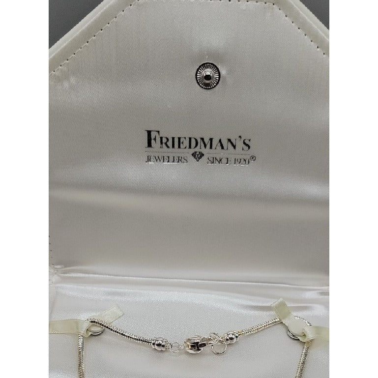 Friedmans Jewelers Breast Cancer Slide Necklace Silver Tone Charm Bead 18" Chain