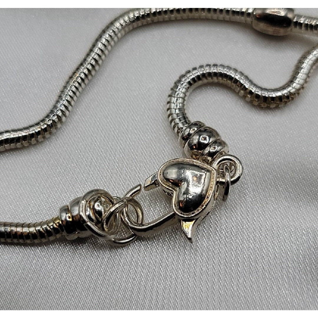 Friedmans Jewelers Breast Cancer Slide Necklace Silver Tone Charm Bead 18" Chain