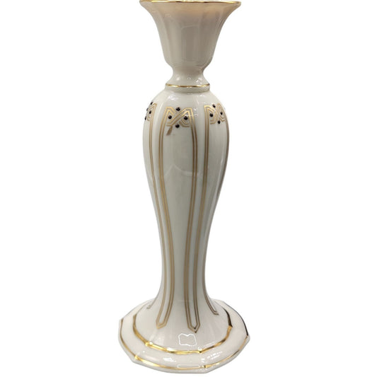 Lenox Vanguard Collection Candle Holder Art Nouveau Style Cream Gold Black 7.5"