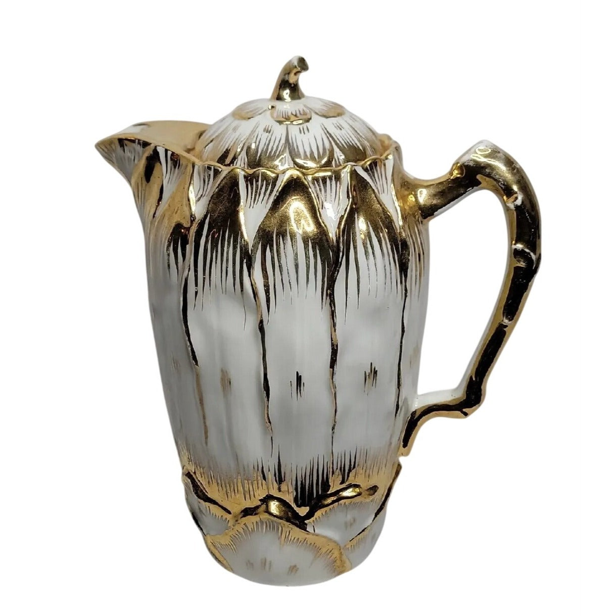 Antique Hutschenreuther Art Department Pitcher 22k Gold Gilded 6.5" Mold 001
