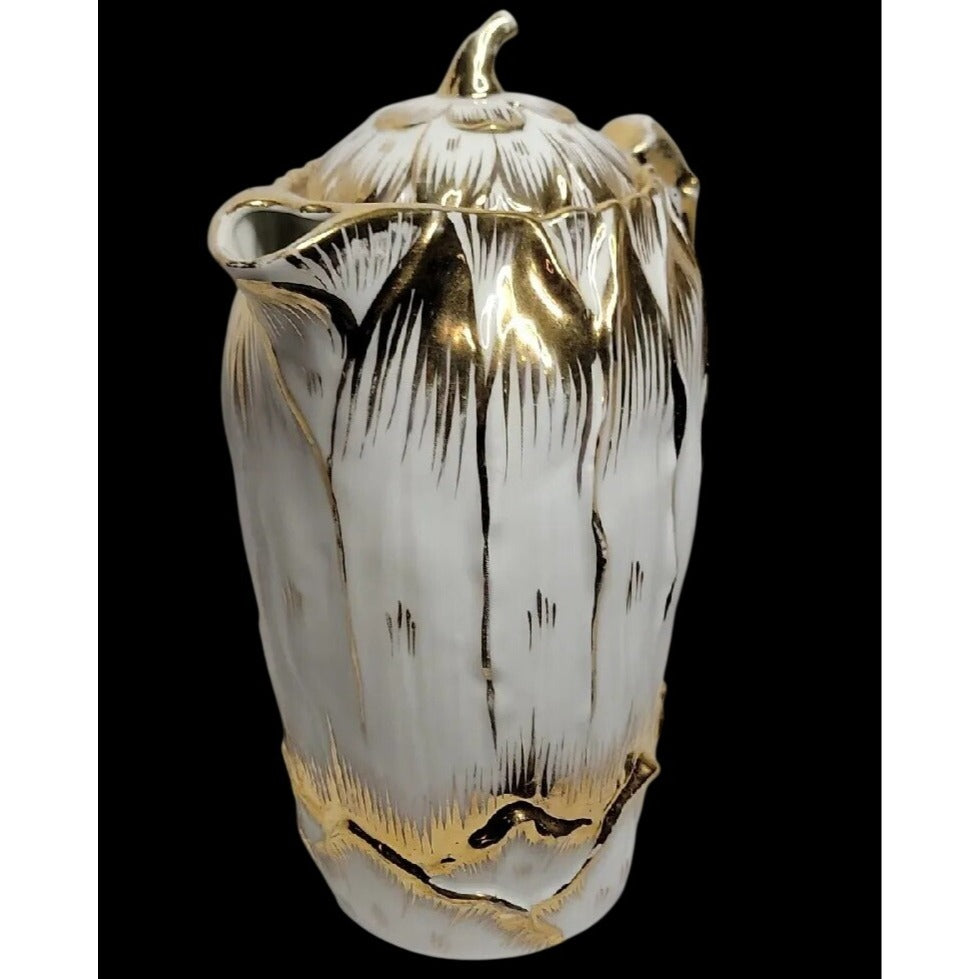 Antique Hutschenreuther Art Department Pitcher 22k Gold Gilded 6.5" Mold 001