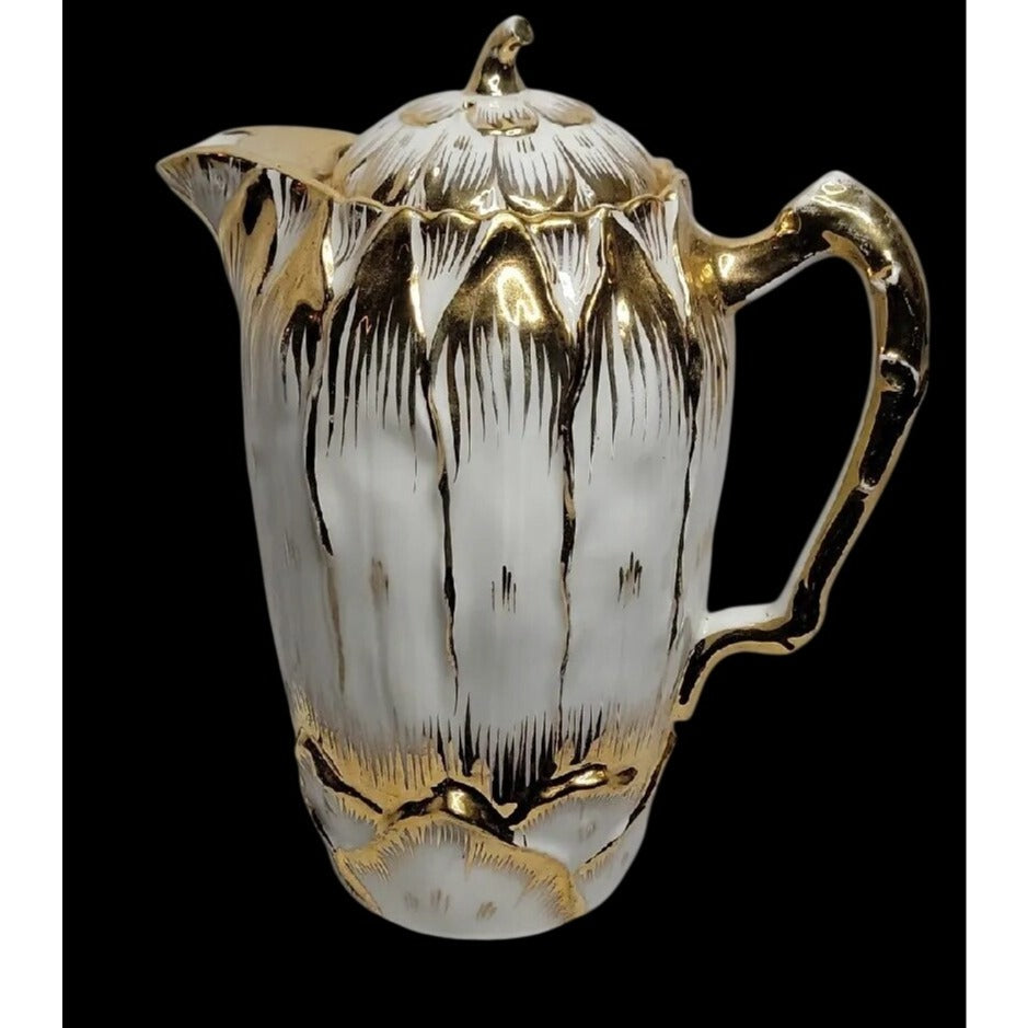 Antique Hutschenreuther Art Department Pitcher 22k Gold Gilded 6.5" Mold 001