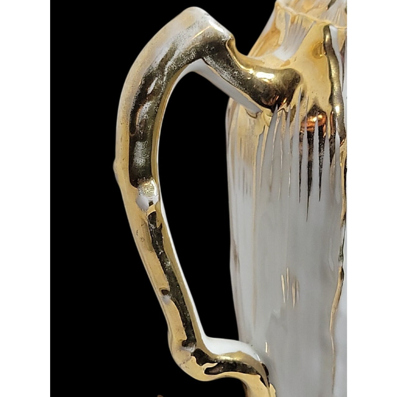 Antique Hutschenreuther Art Department Pitcher 22k Gold Gilded 6.5" Mold 001