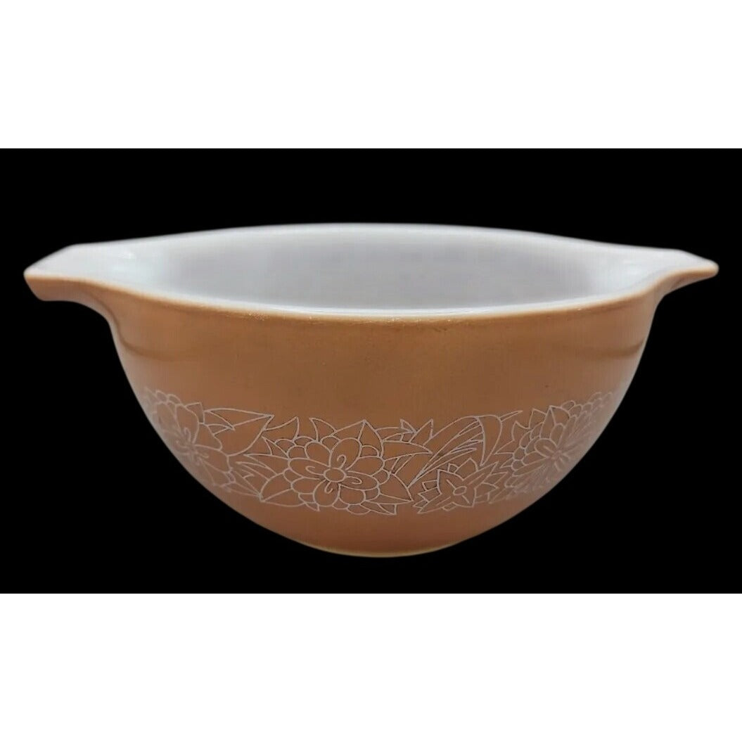 Vintage Pyrex 441 Woodland Cinderella Nesting Bowl 750 ML 1 1/2 Pint Tan White