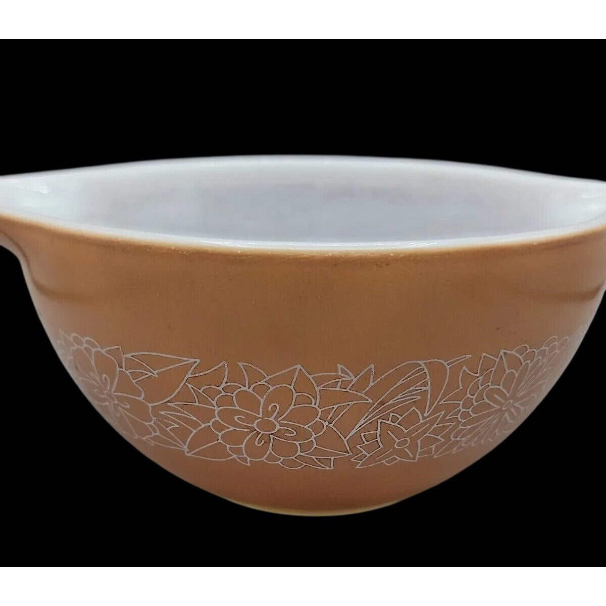 Vintage Pyrex 441 Woodland Cinderella Nesting Bowl 750 ML 1 1/2 Pint Tan White