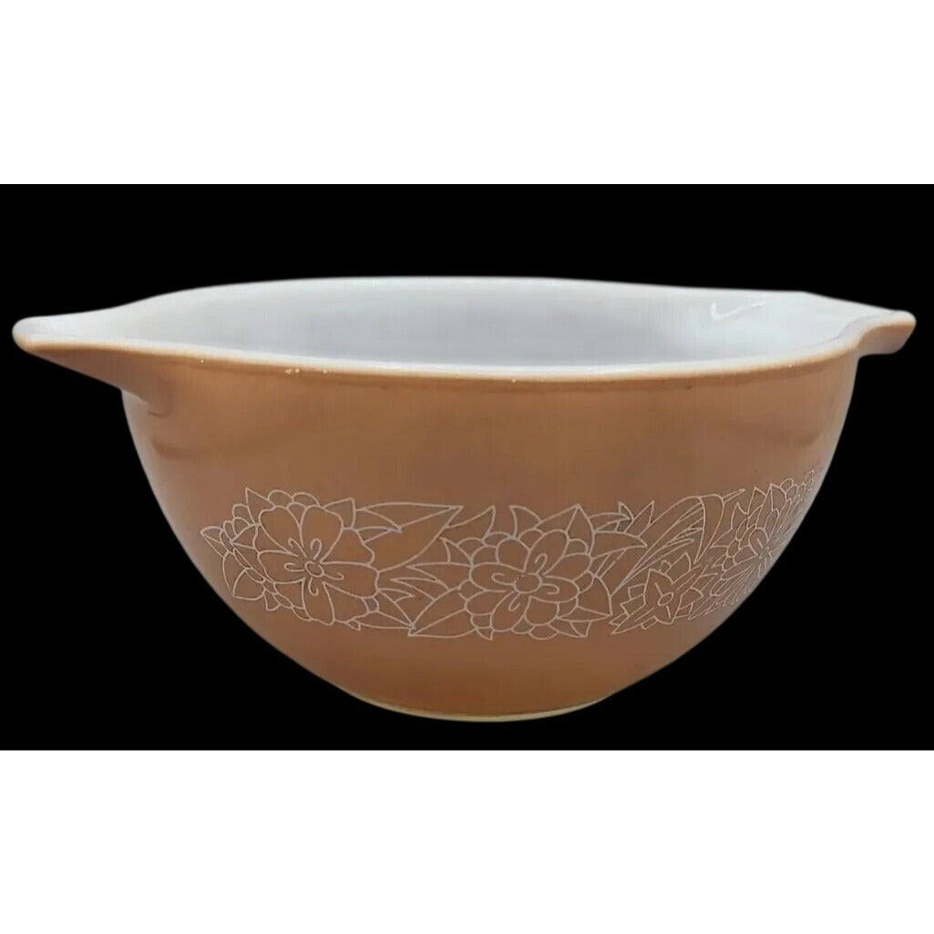 Vintage Pyrex 441 Woodland Cinderella Nesting Bowl 750 ML 1 1/2 Pint Tan White