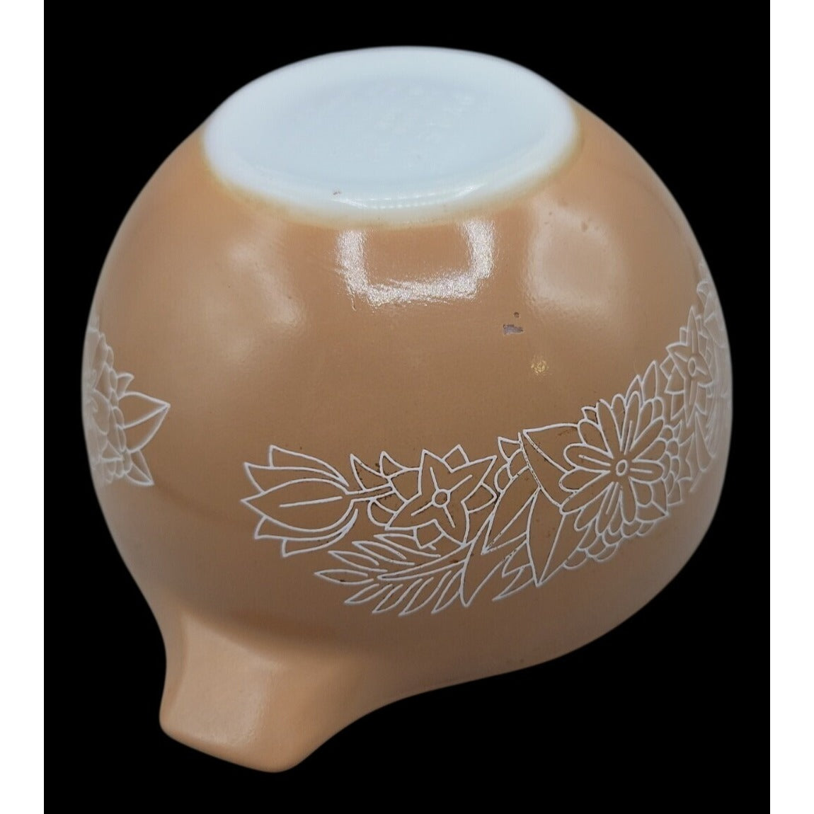 Vintage Pyrex 441 Woodland Cinderella Nesting Bowl 750 ML 1 1/2 Pint Tan White