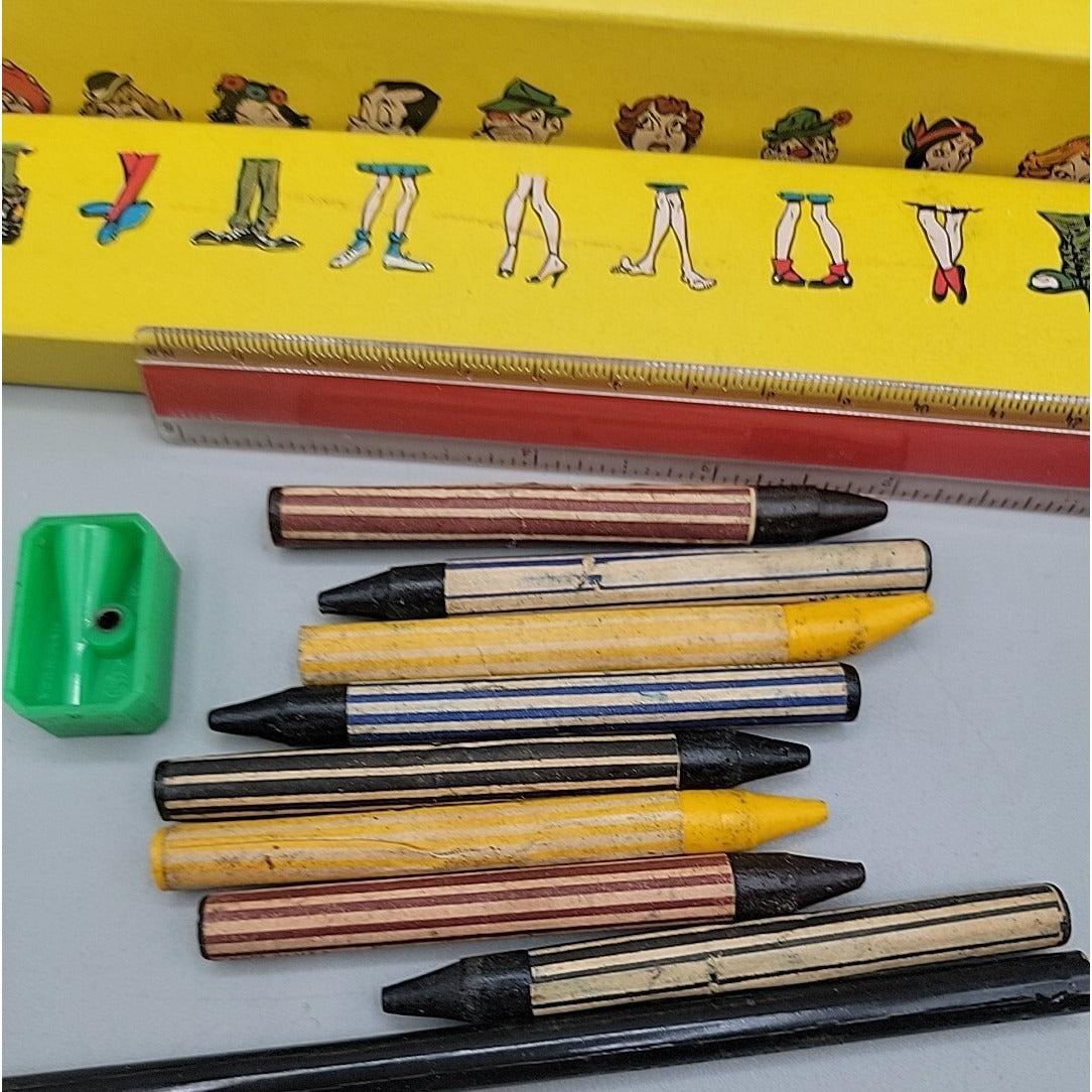 Sterling Moving Picture Pencil Box Lithographed Circus Illustration 1951 Vintage