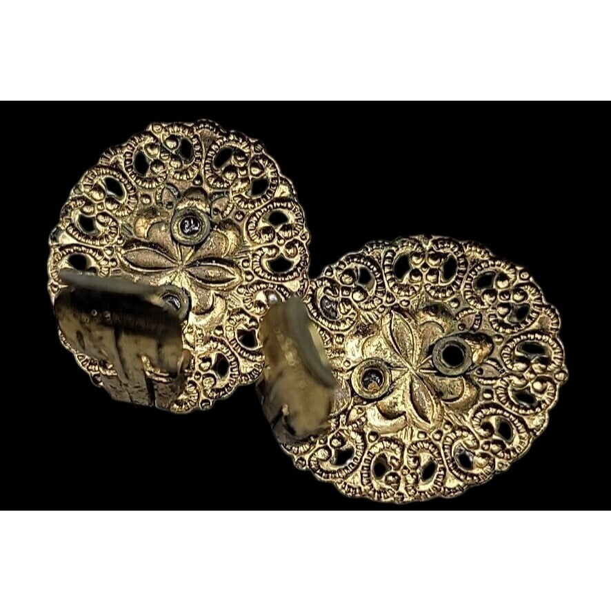 Vintage W. Germany Hand Painted Floral & Faux Pearl Brooch & Clip-on Earrings