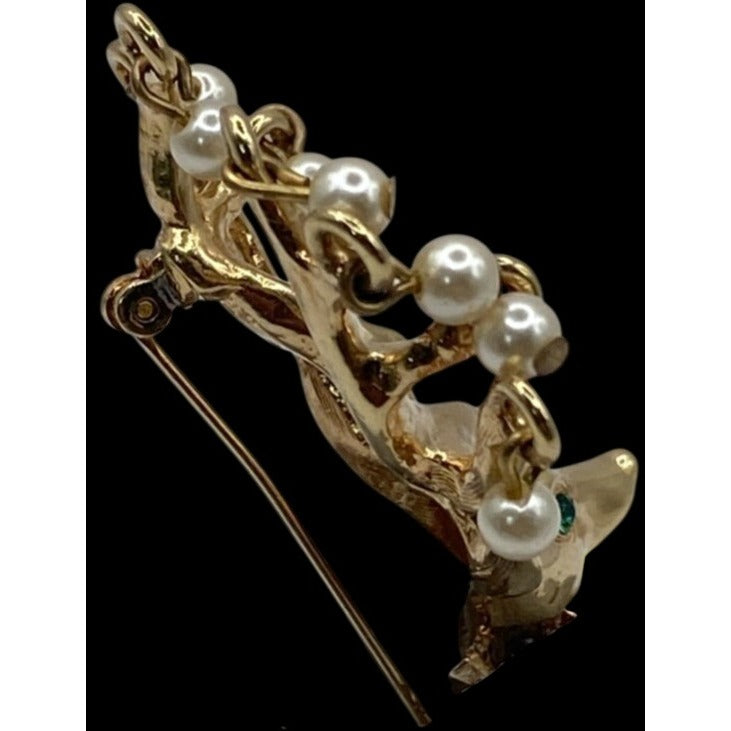 KJL Christmas Brooch Reindeer Dangling Pears Crystal Eyes Kenneth Jay Lane VTG