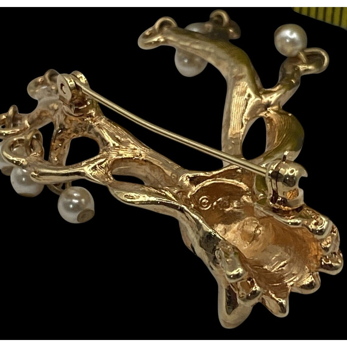 KJL Christmas Brooch Reindeer Dangling Pears Crystal Eyes Kenneth Jay Lane VTG