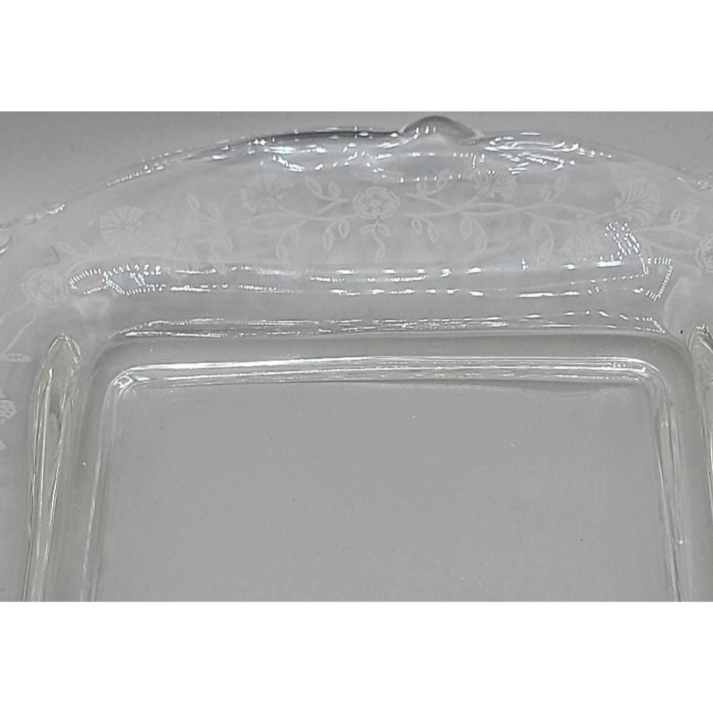 Heisey Orchid Square Covered Butter Dish Etch Patter 507 7.75"W 4"H 1940s Vtg