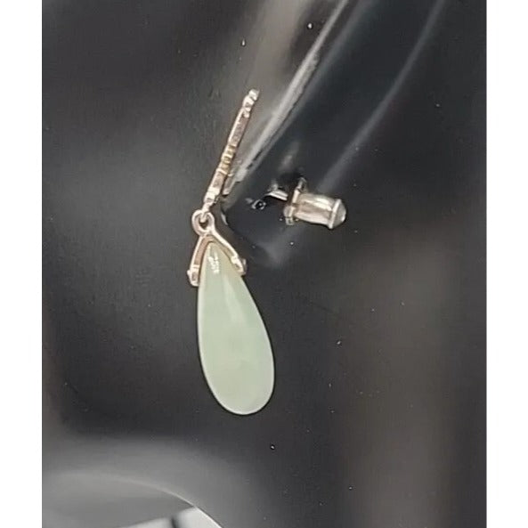 Sterling Silver Jade Fortune Necklace & Earrings Set in Kay Jewelers Box 17”