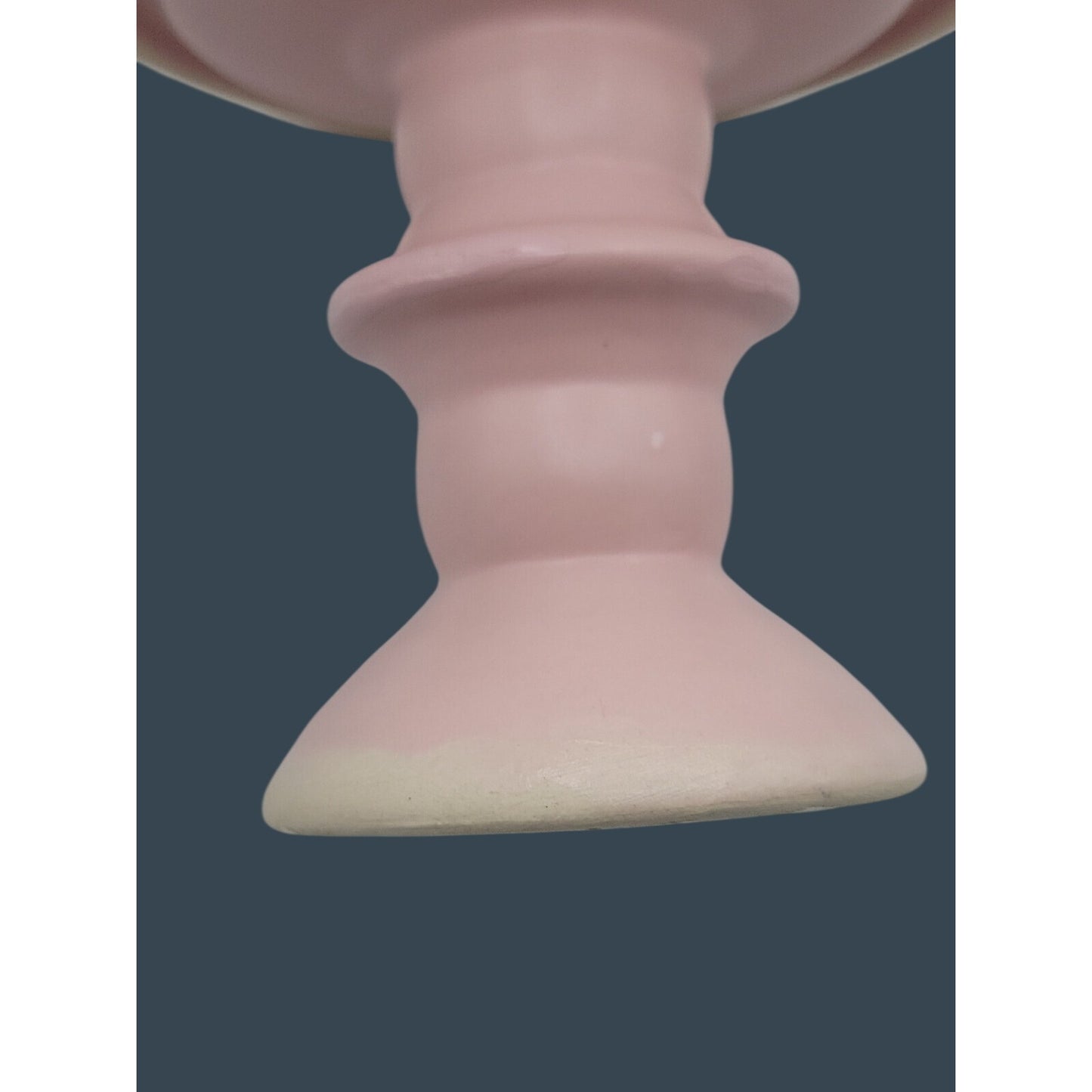 Vtg Pink Ceramic Cake Stand 2-Piece Removable Top Scalloped Floral Relief 7.5"