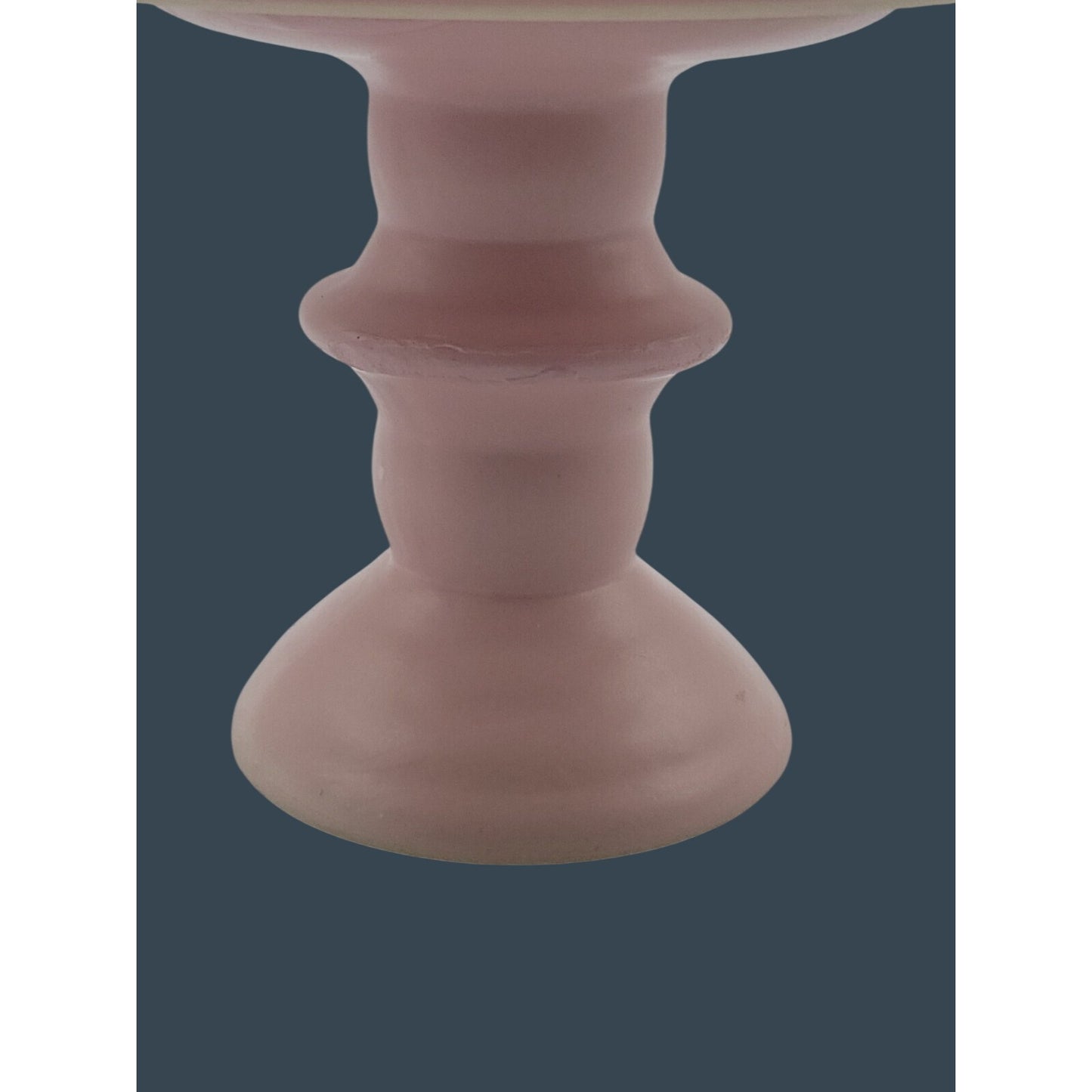 Vtg Pink Ceramic Cake Stand 2-Piece Removable Top Scalloped Floral Relief 7.5"