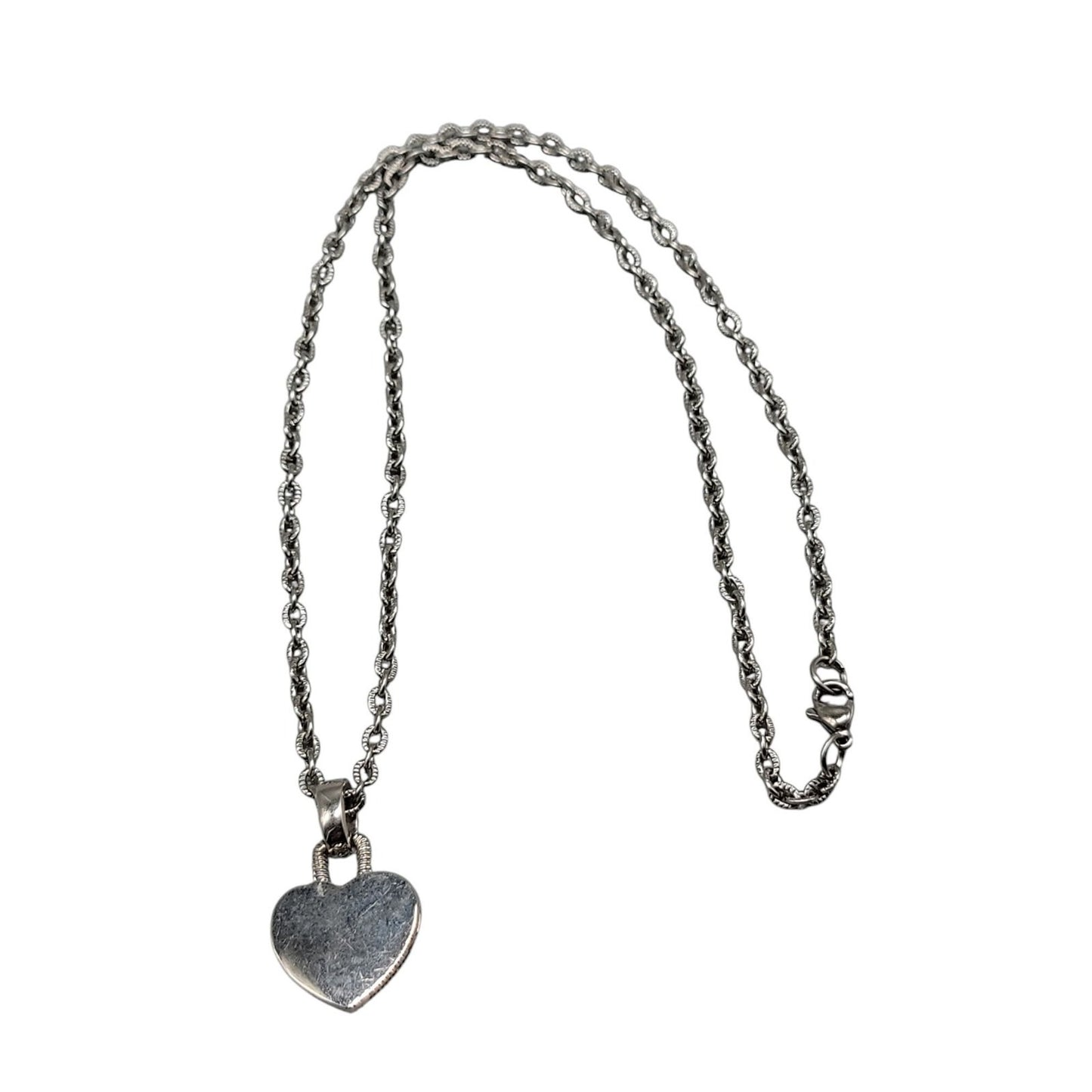 Vintage Diamonds International Two Tone Heart Pendant Necklace Silver Gold