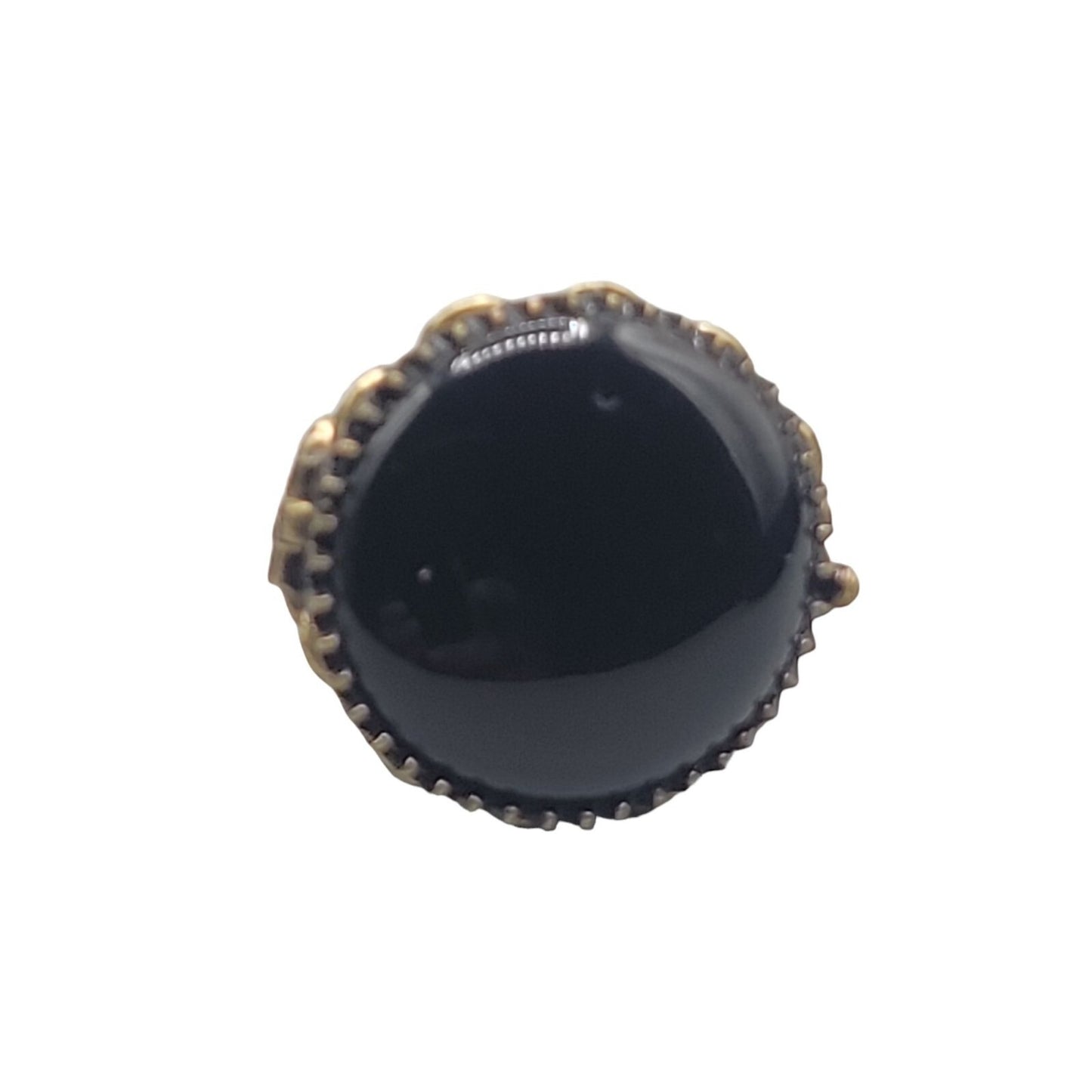 Lucky Brand Ring Faux Onyx Large Cocktail Black Agate Antiqued Gold Tone Size 6